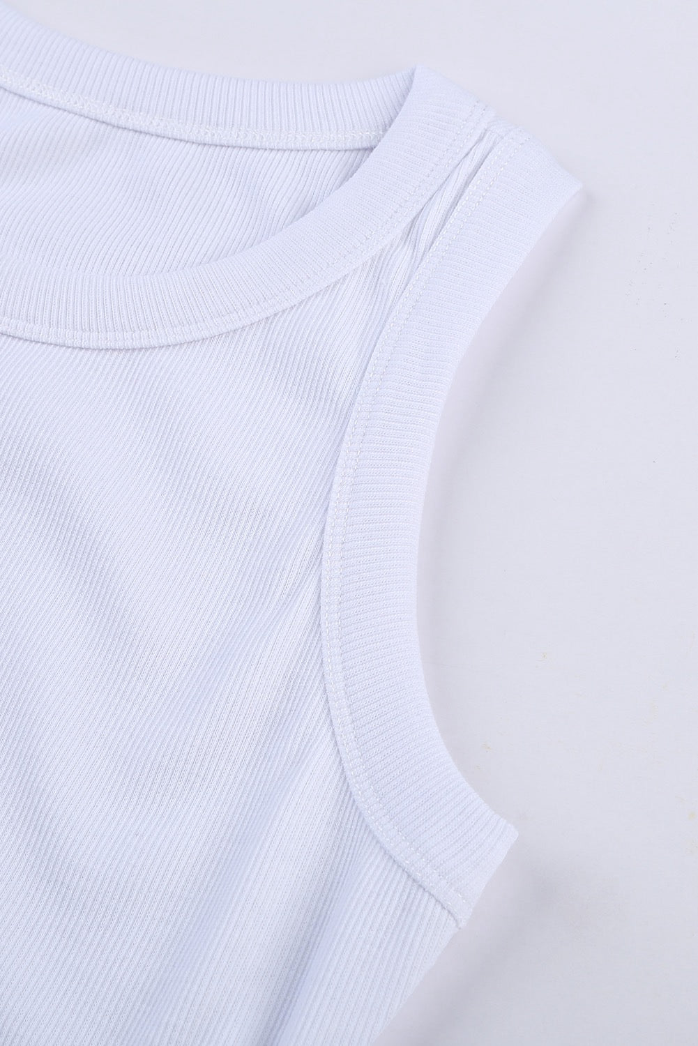 Solid White Ribbed Tank