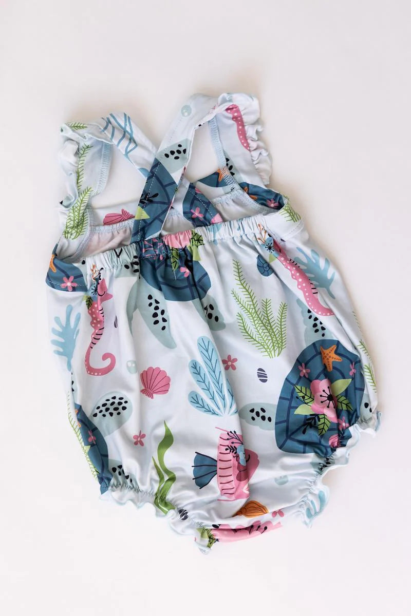 Mila & Rose Beachy Keen Ruffle Cross Back Romper