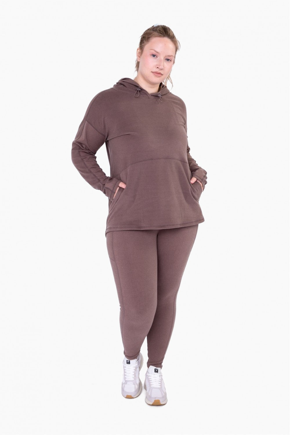 Curvy Micro-Ribbed Swoop Back High-Waisted Pocket Leggings