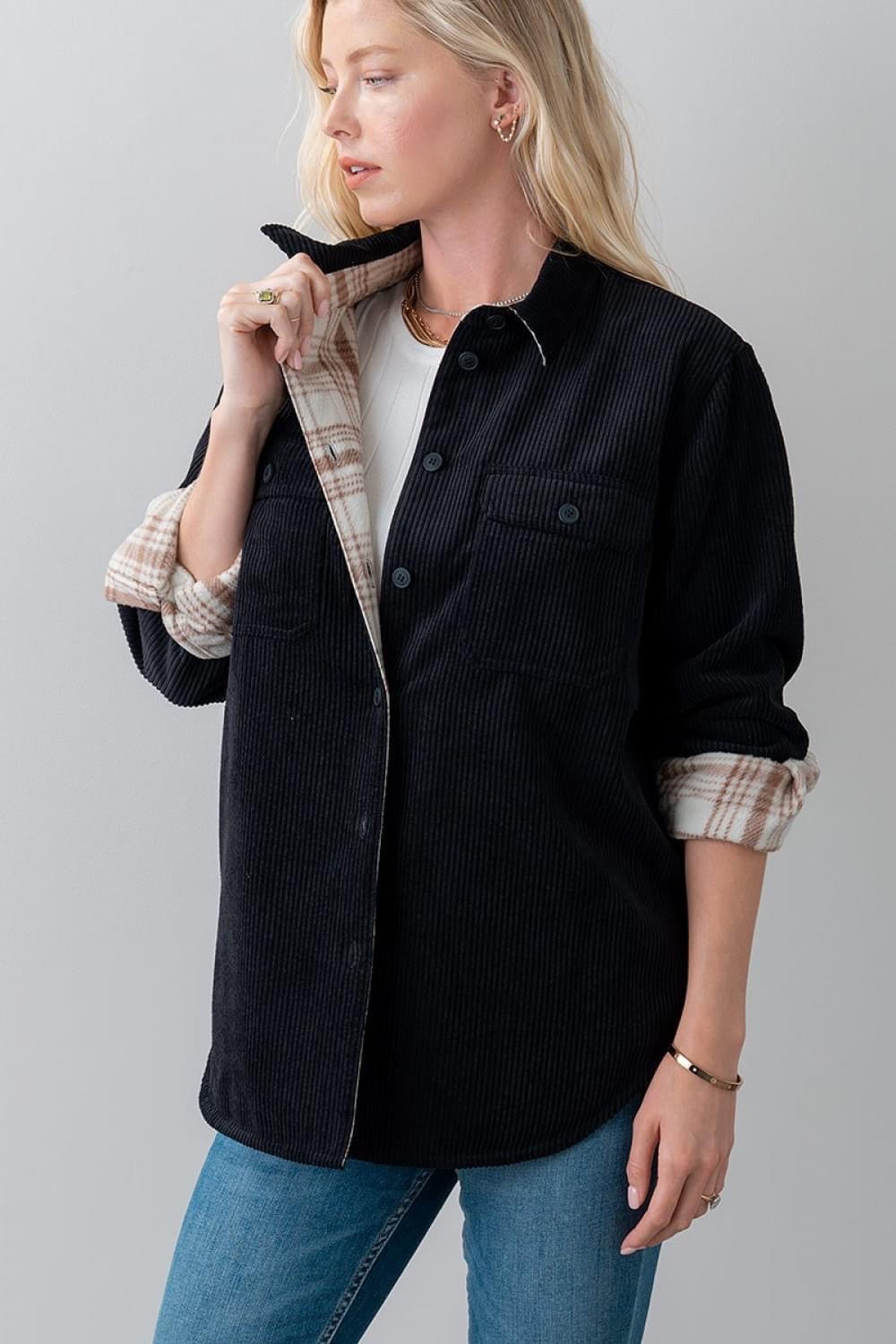 Black Corduroy Reversible Jacket