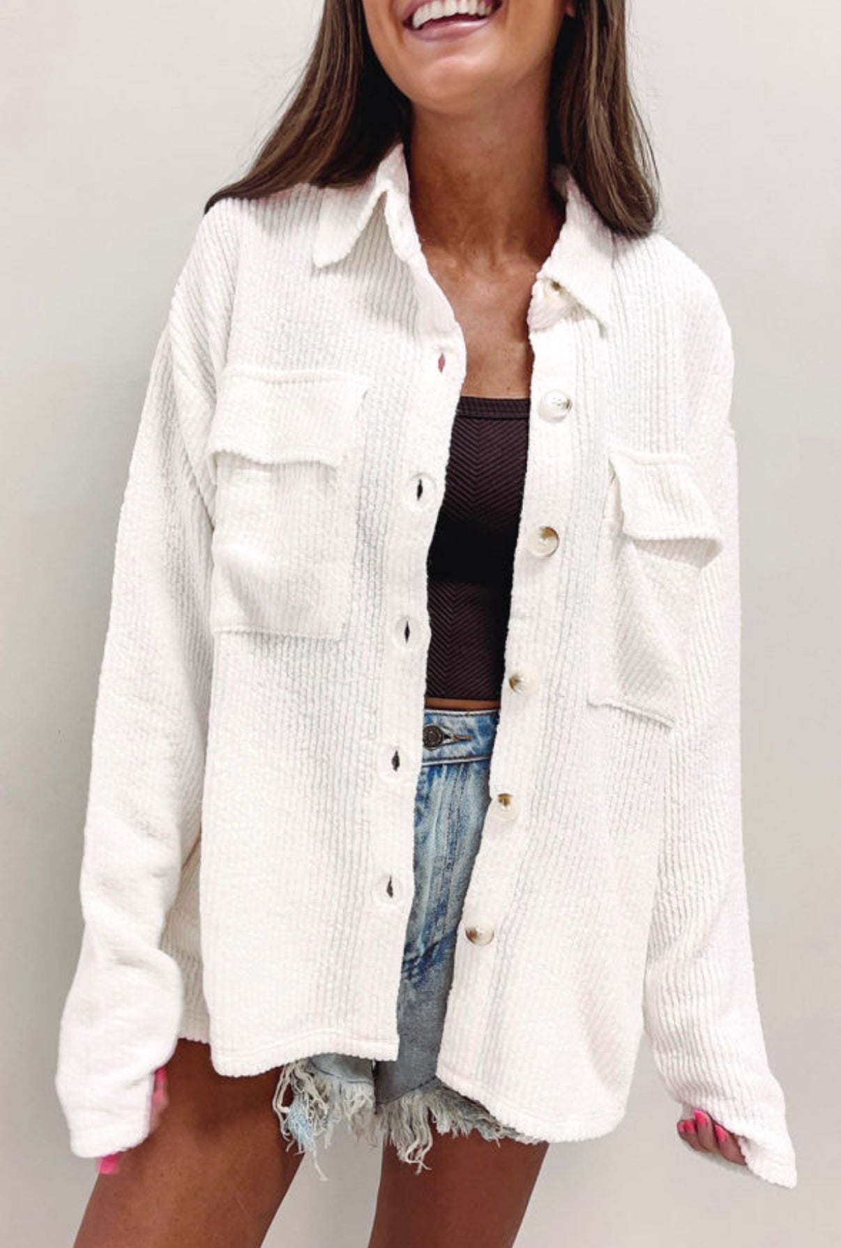 Ribbed Long Sleeve Shacket