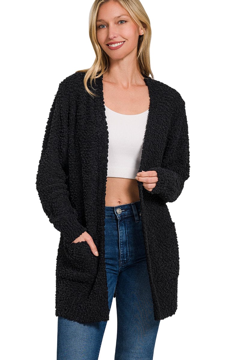 Black Popcorn Sweater Cardigan