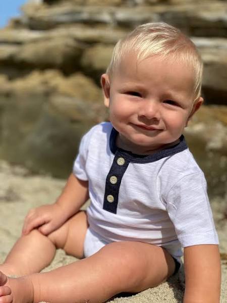 Me & Henry Joshua Navy/White Onesie