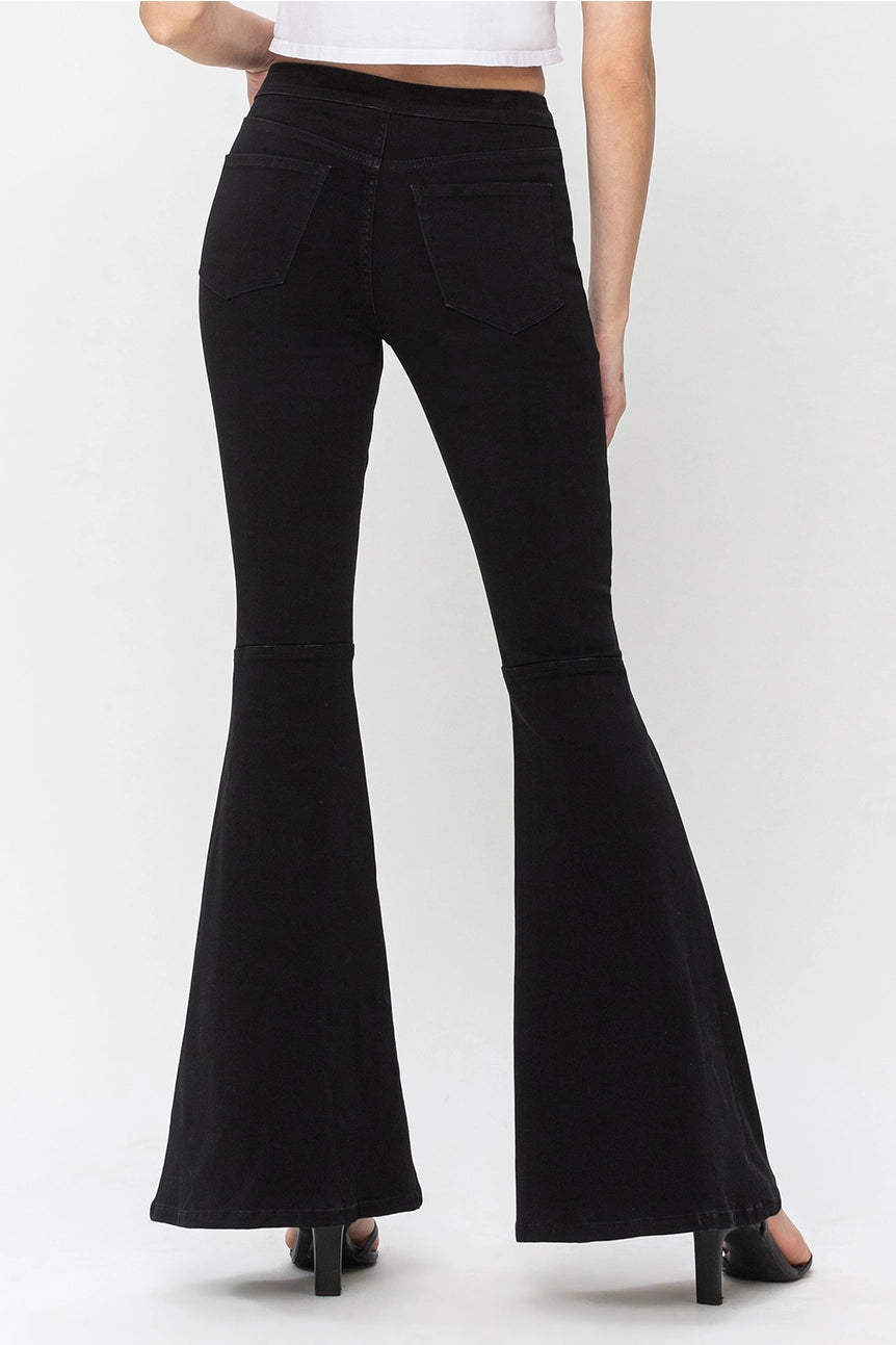 Black High Rise Super Flare Jeans