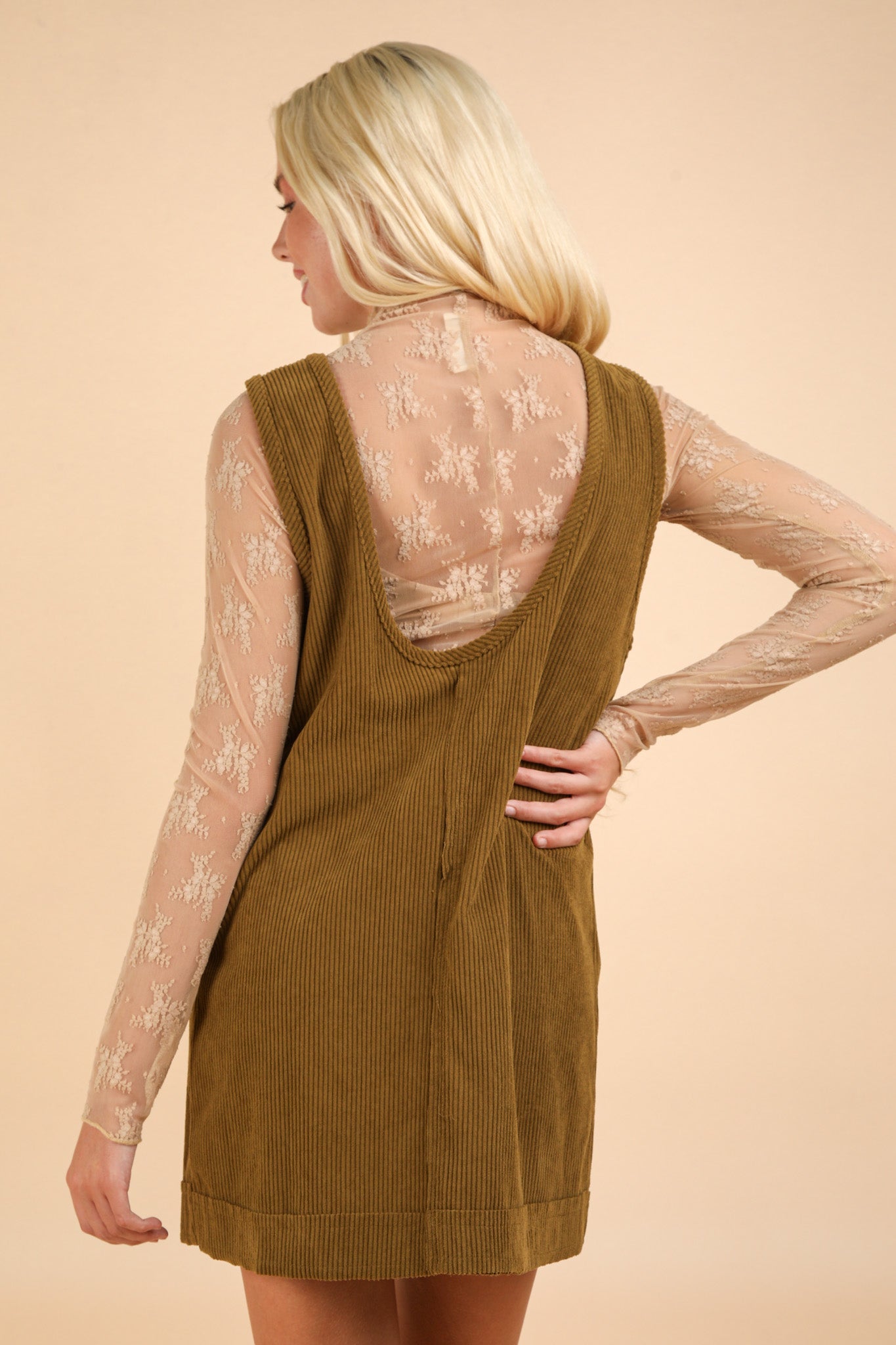 Olive Corduroy Dress
