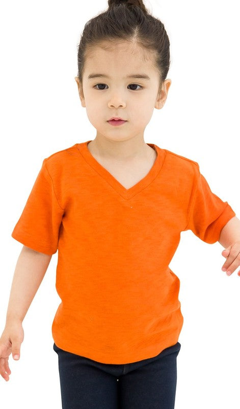 Orange Short Sleeve V-Neck Tee