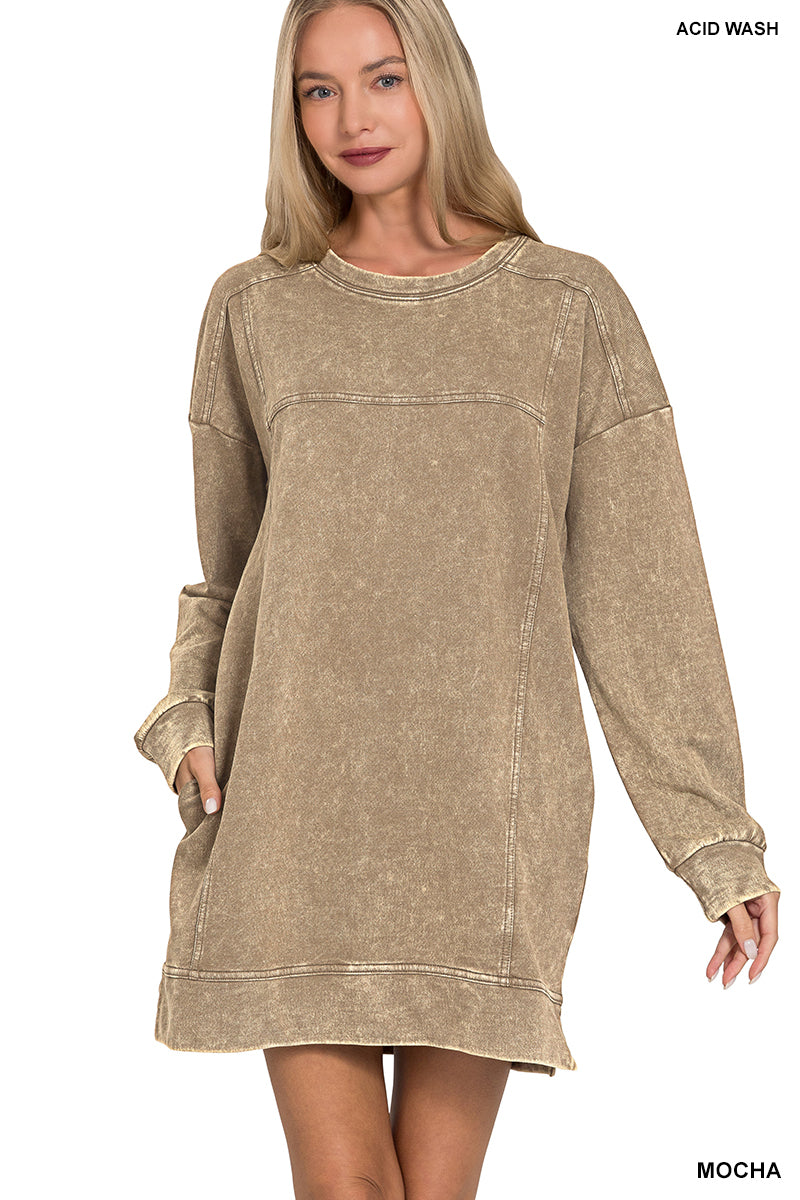 Mocha French Terry Dress w/ Pockets