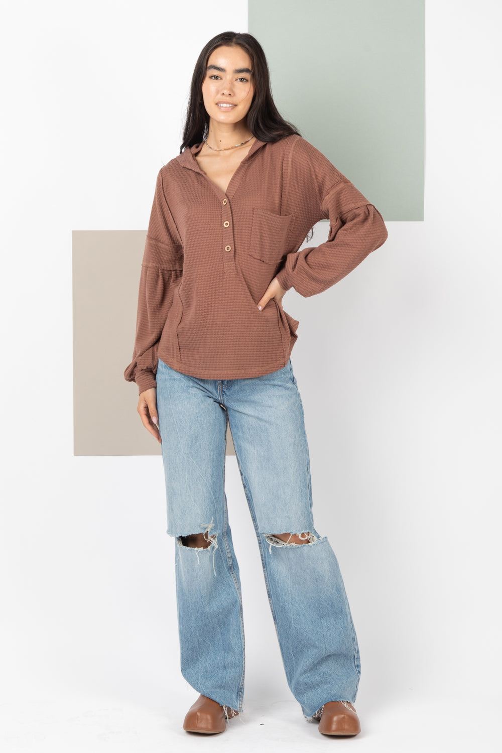 Cocoa Henley Long Sleeve