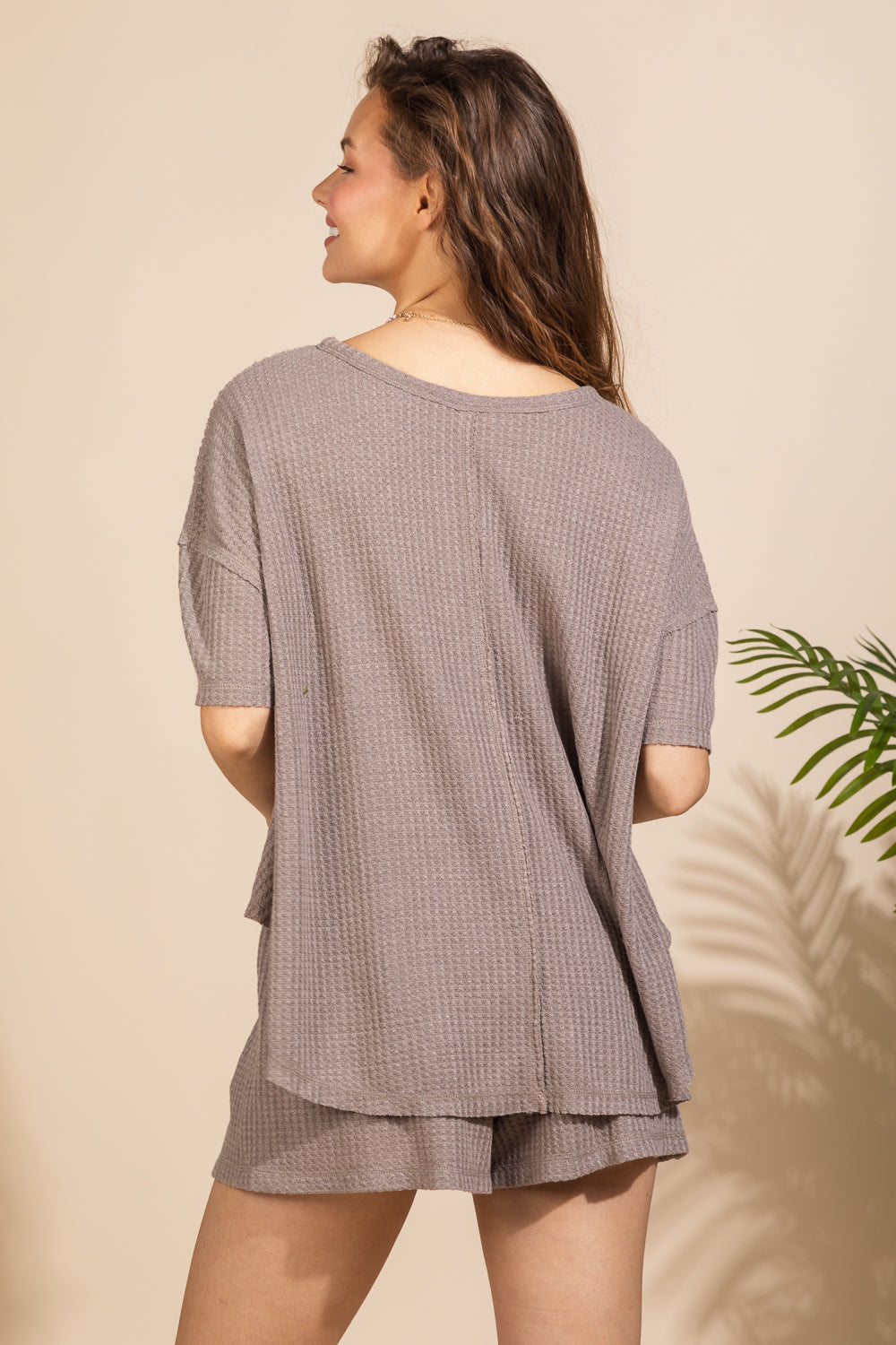 Mocha Waffle Shirt & Shorts Set