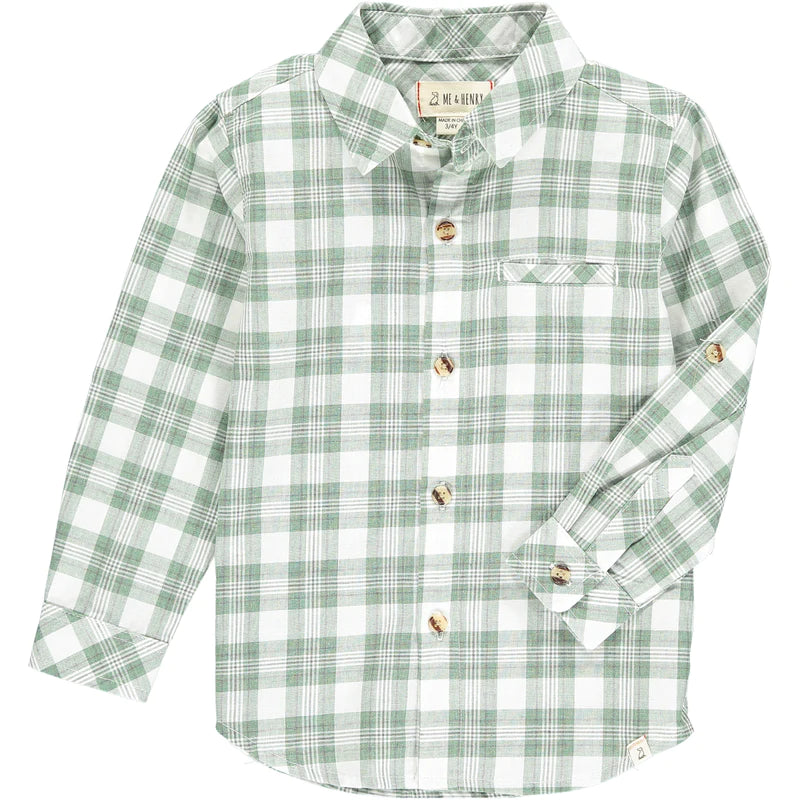 Me & Henry Green/White Plaid Shirt