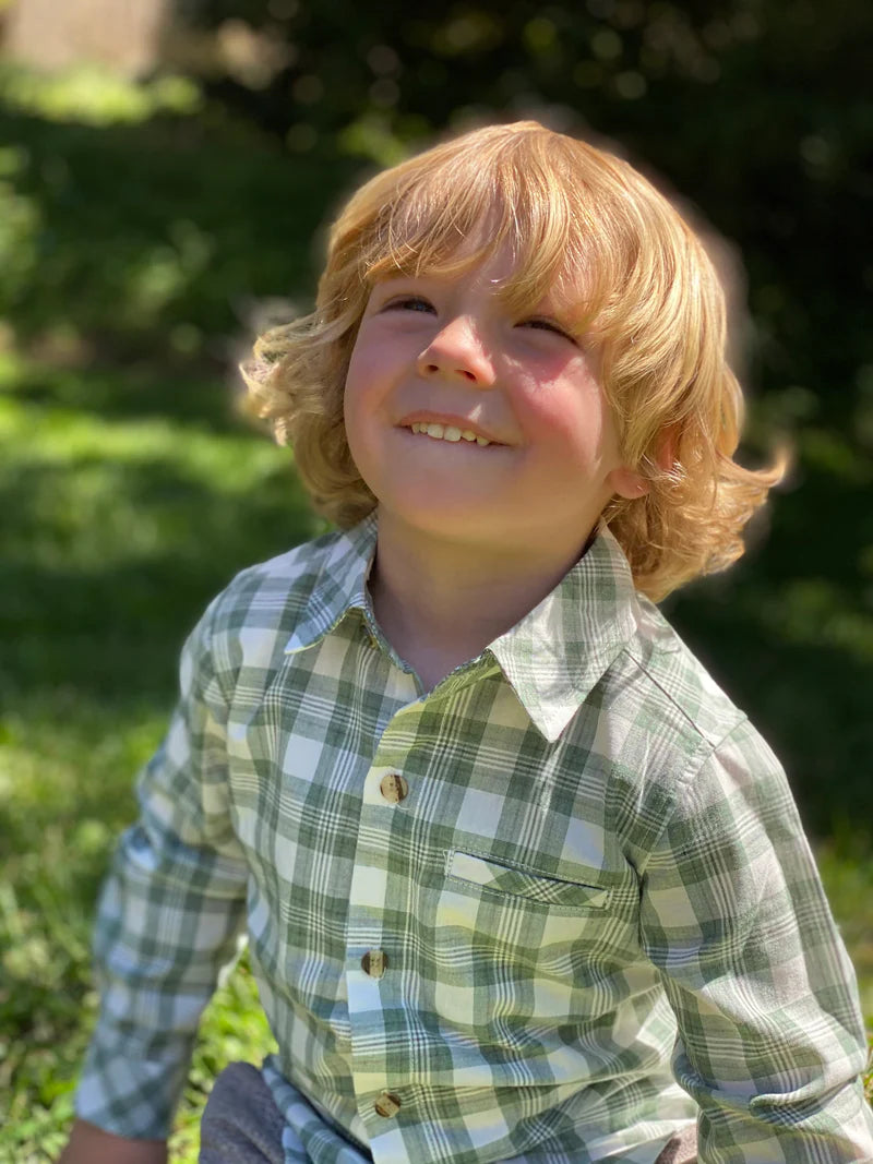 Me & Henry Green/White Plaid Shirt