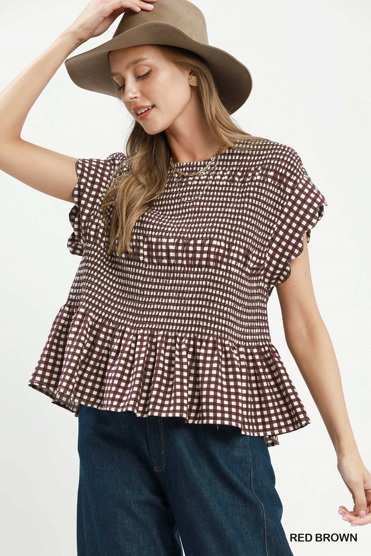 Gingham Charm Smocked Top