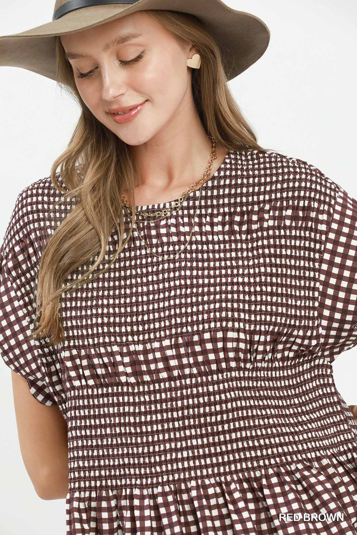 Gingham Charm Smocked Top