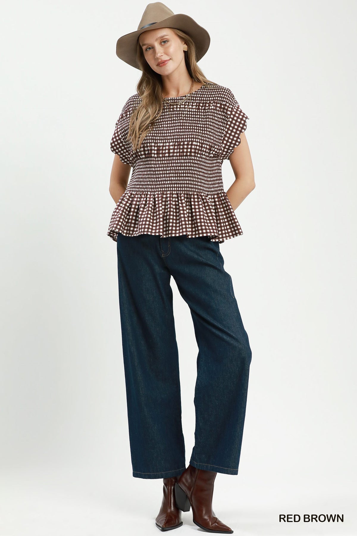 Gingham Charm Smocked Top