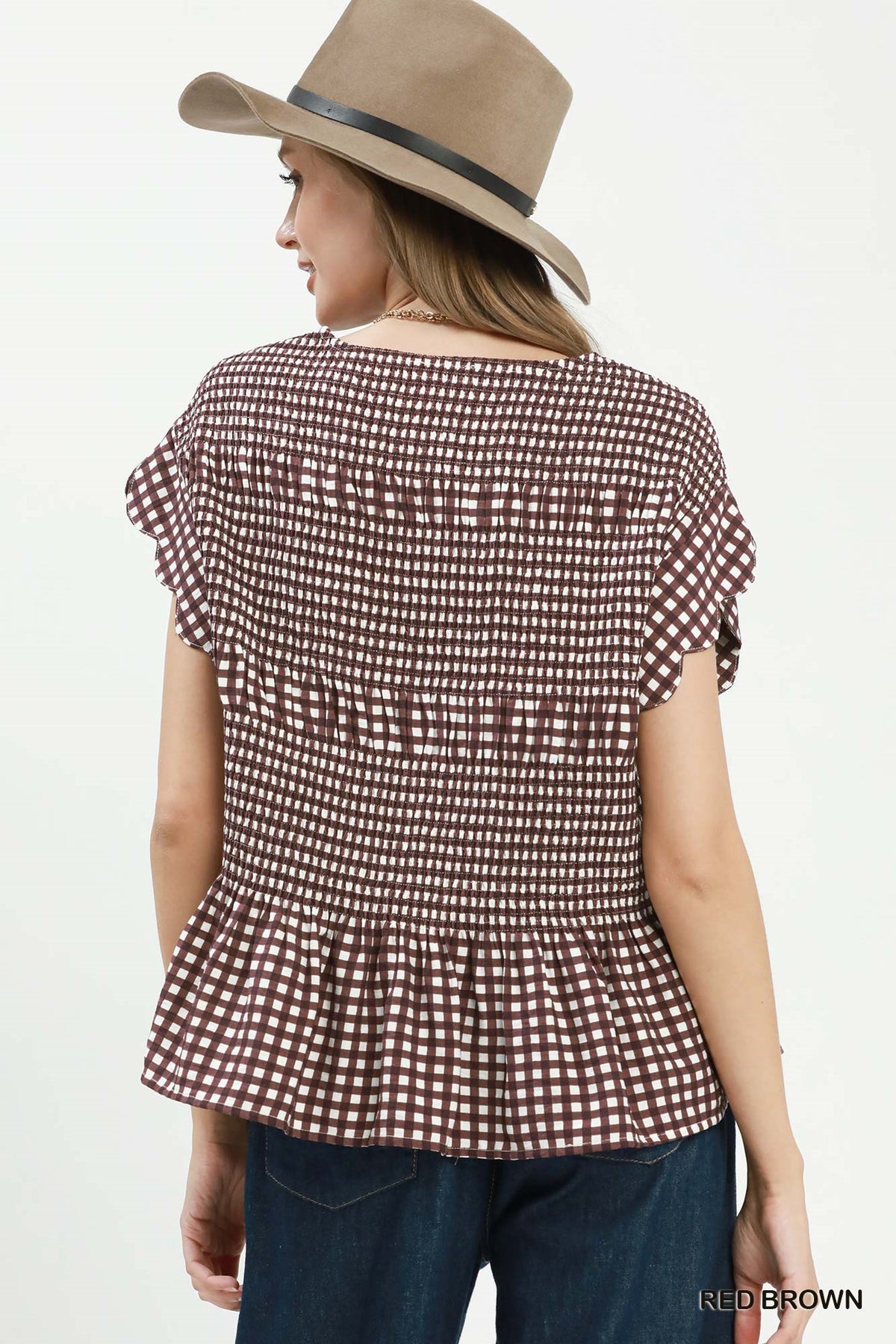 Gingham Charm Smocked Top
