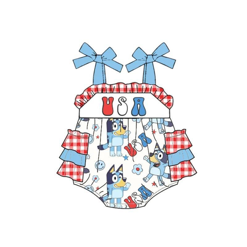 Blue Dog Bubble Romper