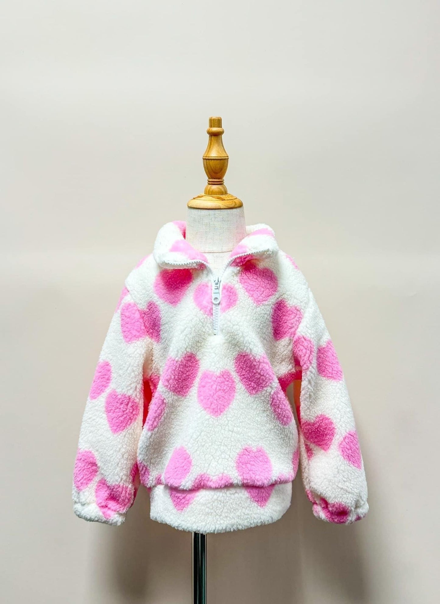 Pink Heart Sherpa Pullover