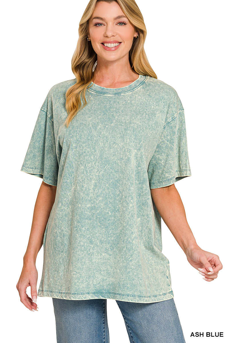 Ash Blue Washed Short Sleeve Top