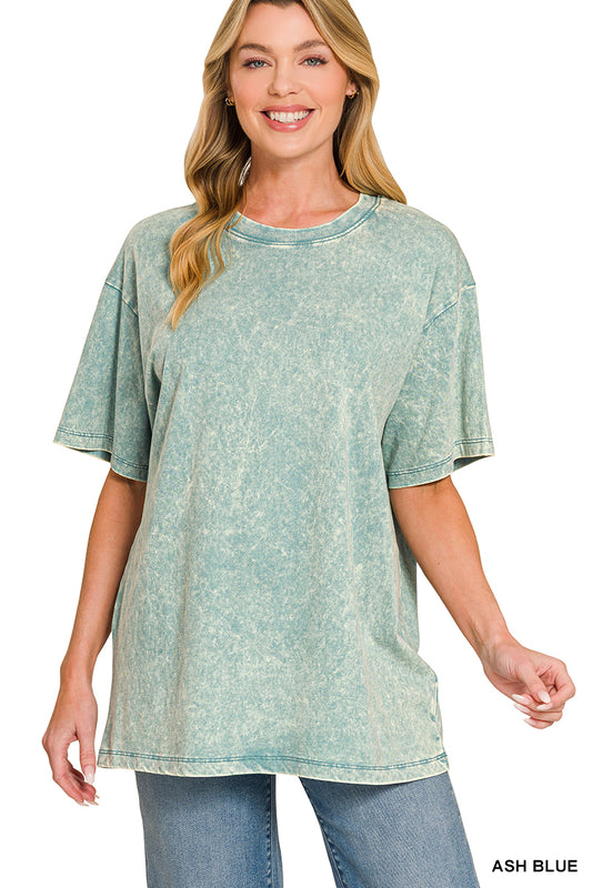 Ash Blue Washed Short Sleeve Top