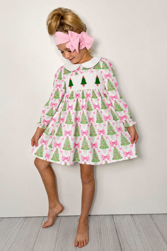 Pink Trellis Smocked Dress