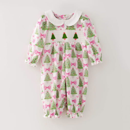Pink Trellis Smocked Romper