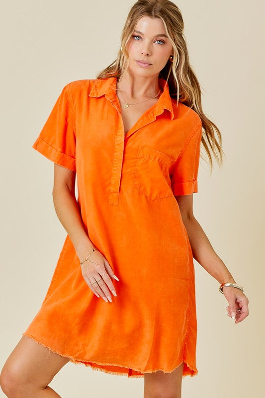 Sunkist Washed Denim Shirt Dress