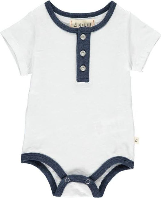 Me & Henry Joshua Navy/White Onesie