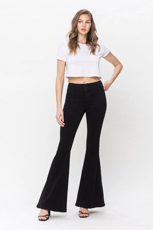 Black High Rise Super Flare Jeans