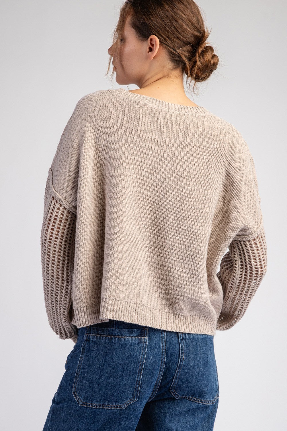 Oatmeal Long Sleeve Sweater Top