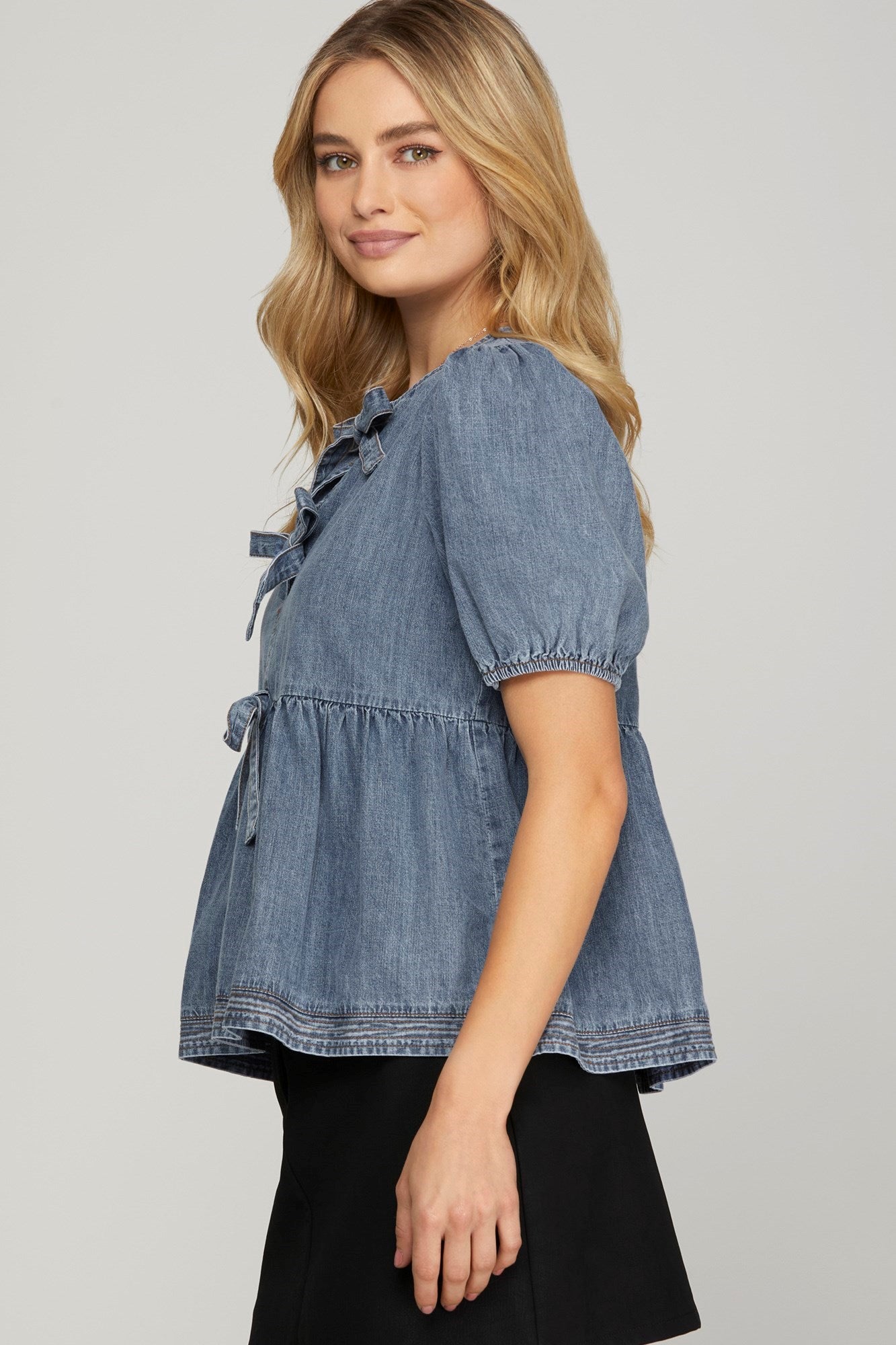 Pretty in Bows Denim Top