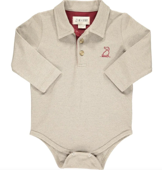 Me & Henry Seymour Polo Onesie - Mushroom